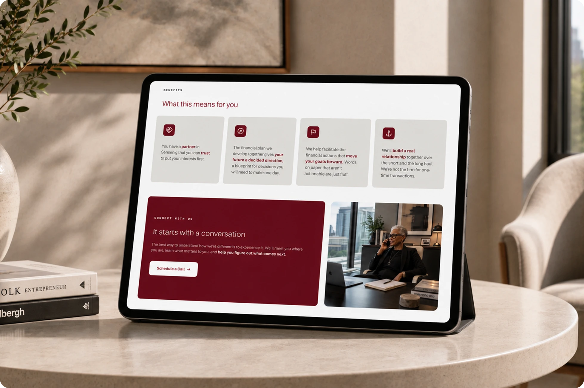 Sensenig Capital tablet website design